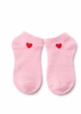Girls Ankle Socks – Pink Short Socks with Red Heart Detail