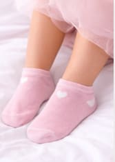 Girls Ankle Socks – Pink Short Socks with White Heart Detail