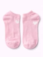 Girls Ankle Socks – Pink Short Socks with White Heart Detail