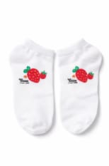 Girls Ankle Socks – White Short Socks with Strawberry Print