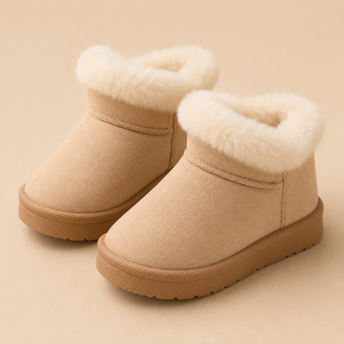 Girls Beige Fur Lined Winter Boots