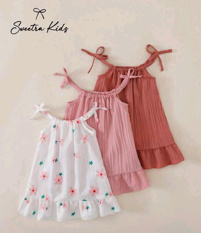 Girls Sleeveless Ruffle Hem Dress Set