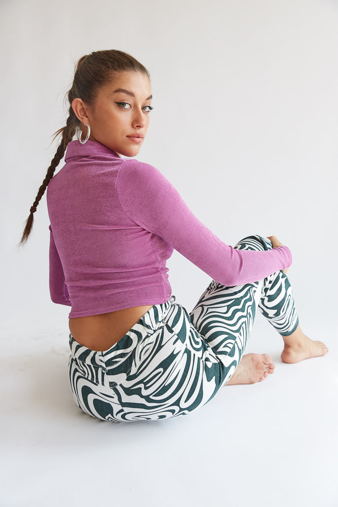 Collared metallic crop top