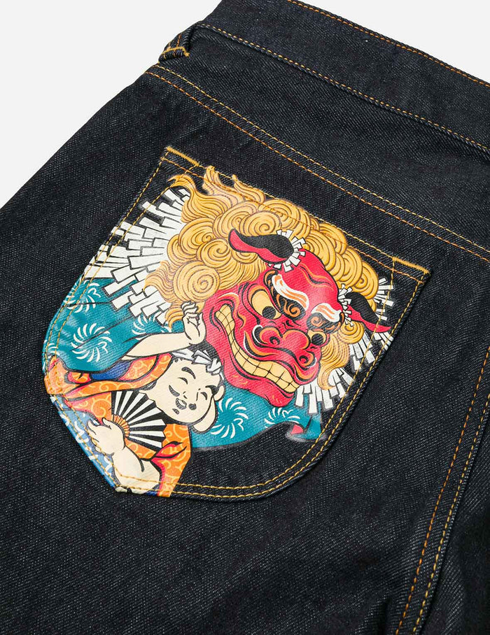 Godhead Lion Dance and Logo Print Taper Fit Jeans #2017