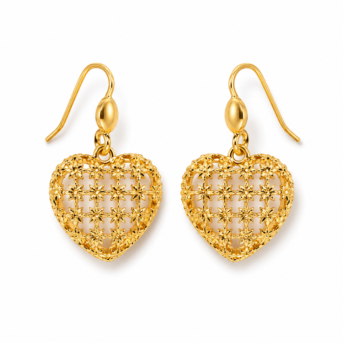 Gold Hollow Heart Drop Earrings – Fast Delivery in 5 Days