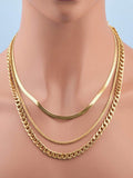 Gold Layered Chain Necklace – Elegant Multi Layer Cuban & Snake Chain Necklace for Women