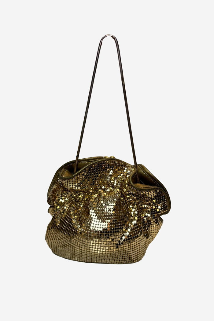 Gold Mesh Clam Shaped Kiss Lock Bag image 0