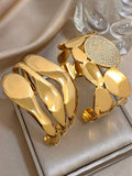 Gold Statement Cuff Bracelet Set for Women – 2 Pieces