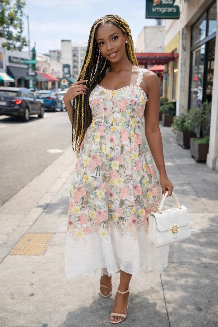 Golden Bloom Town Maxi Dress