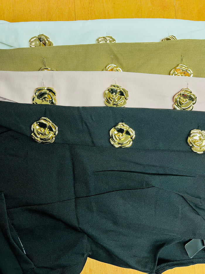 Golden Button Sleeveless Blazer Top