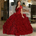 Gorgeous Burgundy Ball Gown  Quinceanera Dress - Envious Designs