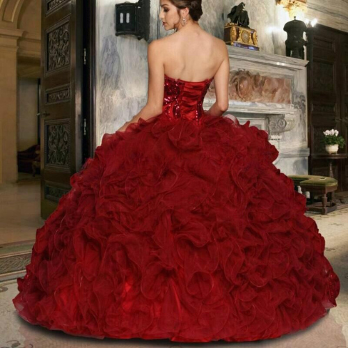 Gorgeous Burgundy Ball Gown  Quinceanera Dress - Envious Designs