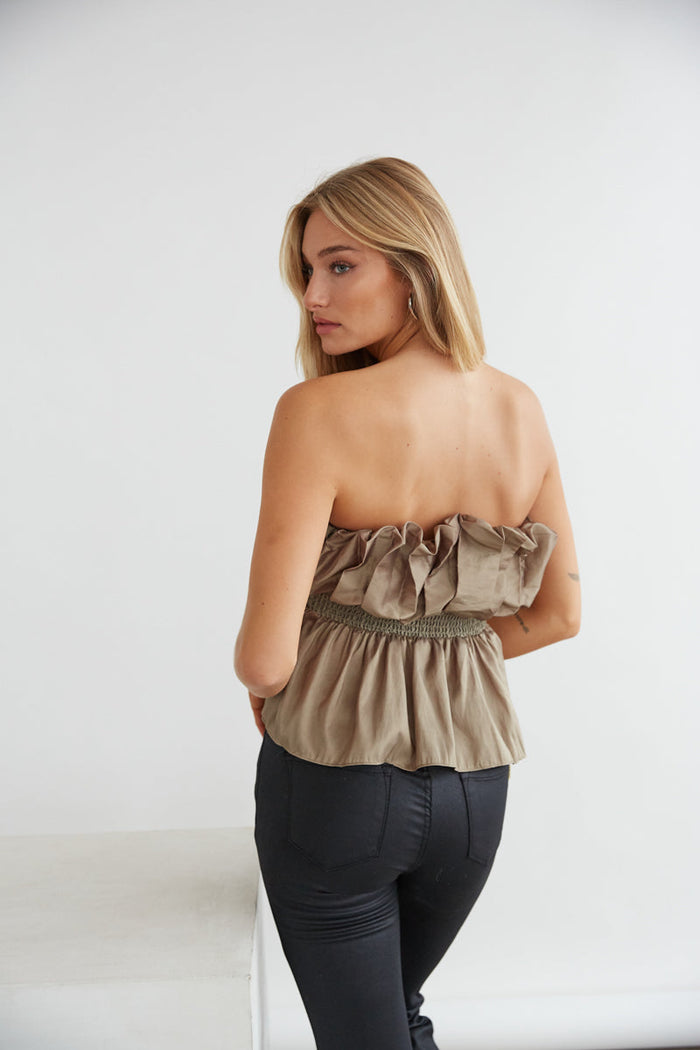 taffeta peplum top in olive green - what to wear going out - girls night out - what to wear wine tasting
