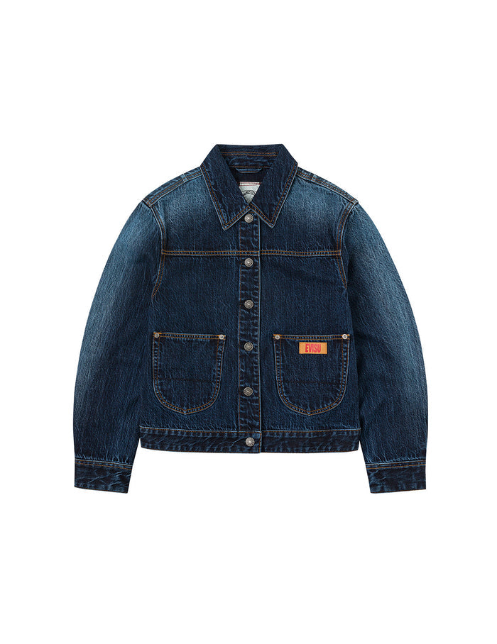 Gradient Print Loose Fit Washed Denim Jacket