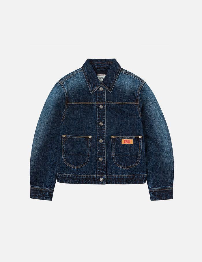 Gradient Print Loose Fit Washed Denim Jacket
