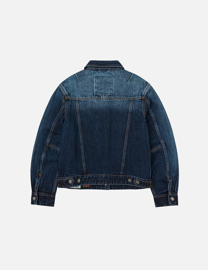 Gradient Print Loose Fit Washed Denim Jacket