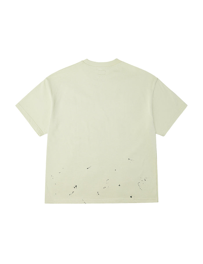 Graffiti-Style Seagull and Logo Print Relax Fit T-Shirt