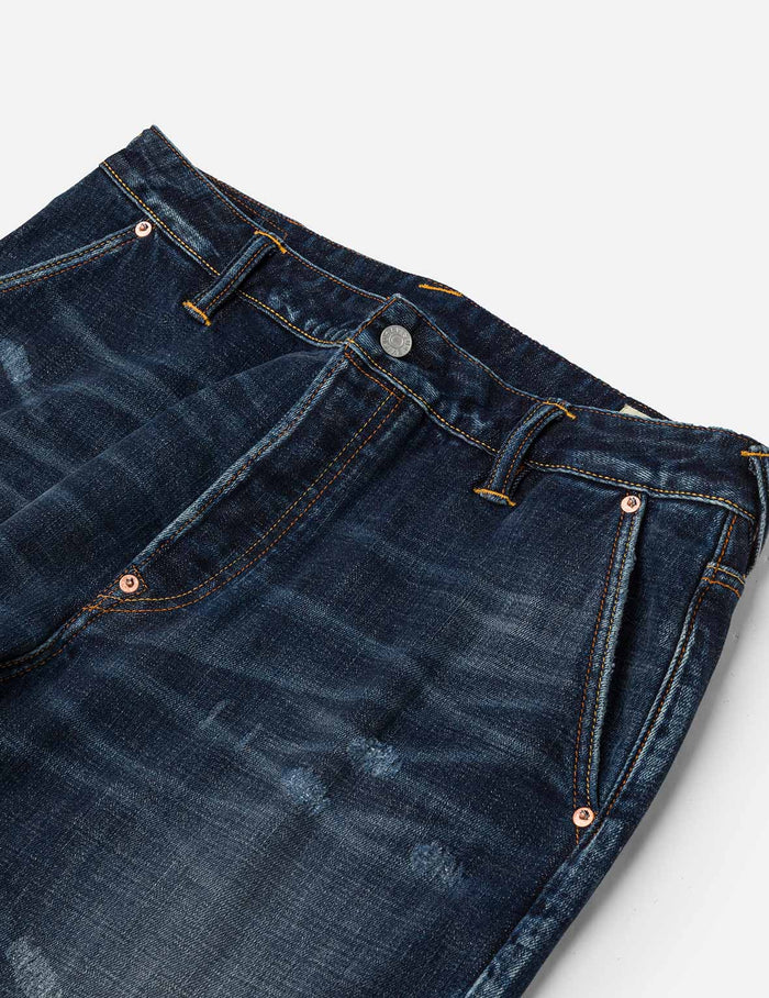 Graffiti-Style Seagull and Logo Print Straight Fit Denim Joggers