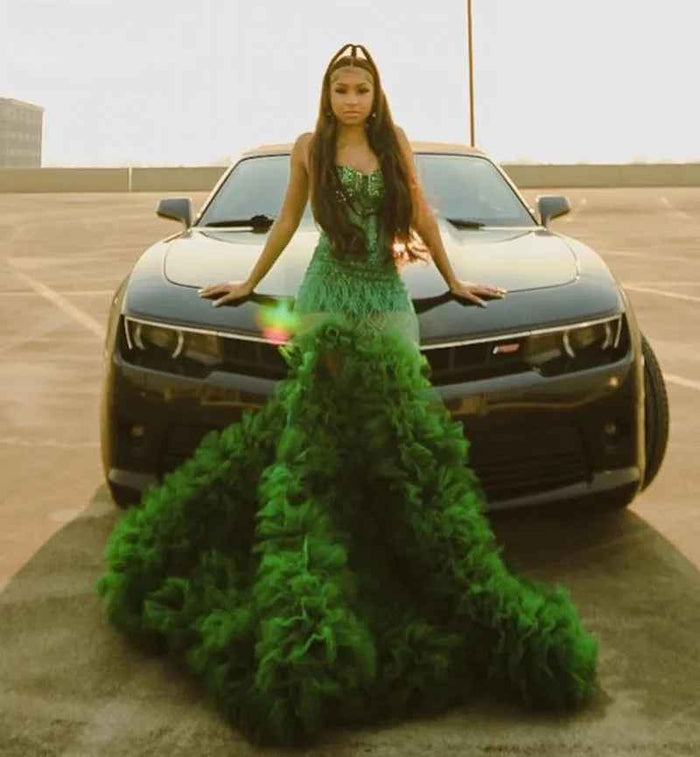 Green Sweetheart Sequin Prom Dress