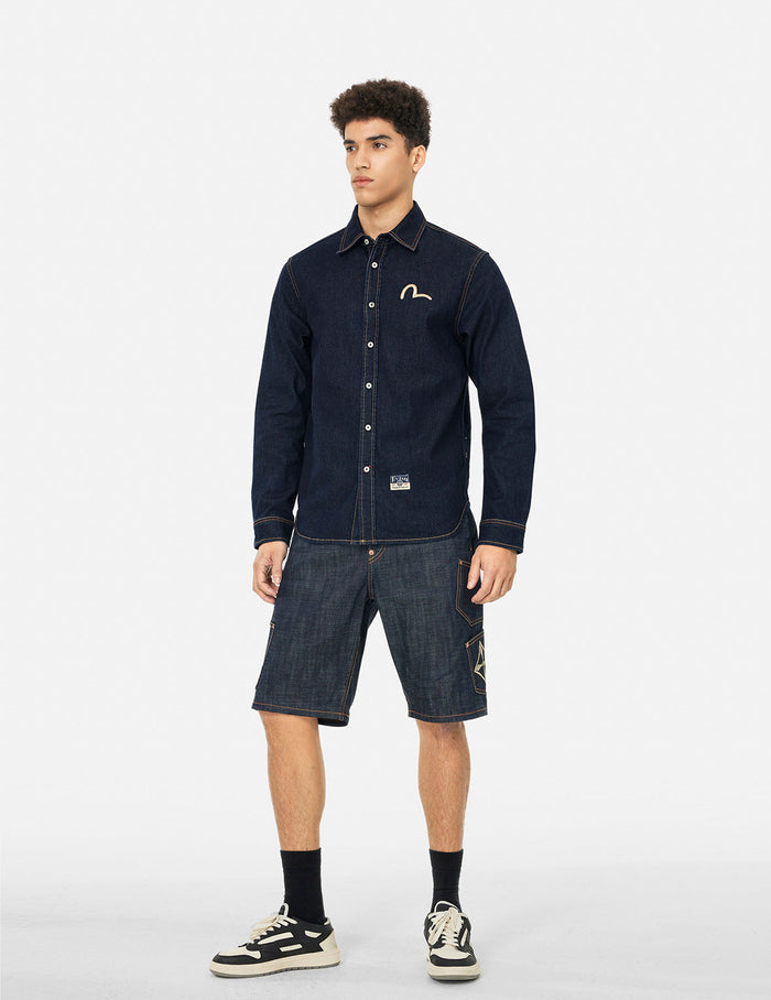 Hakutaku Daicock Printed Regular Fit Denim Shirt