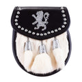 H/D Lion Rampant Studs Sporran Rabbit Fur - Heritage Of Scotland - RABBIT FUR (WHITE)