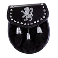 H/D Lion Rampant Studs Sporran Rabbit Fur - Heritage Of Scotland - RABBIT FUR (BLACK)