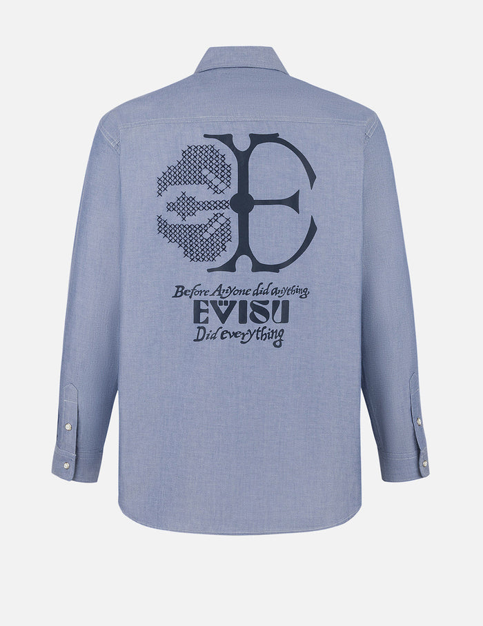 Half Kamon Embroidery and Print Relax Fit Shirt
