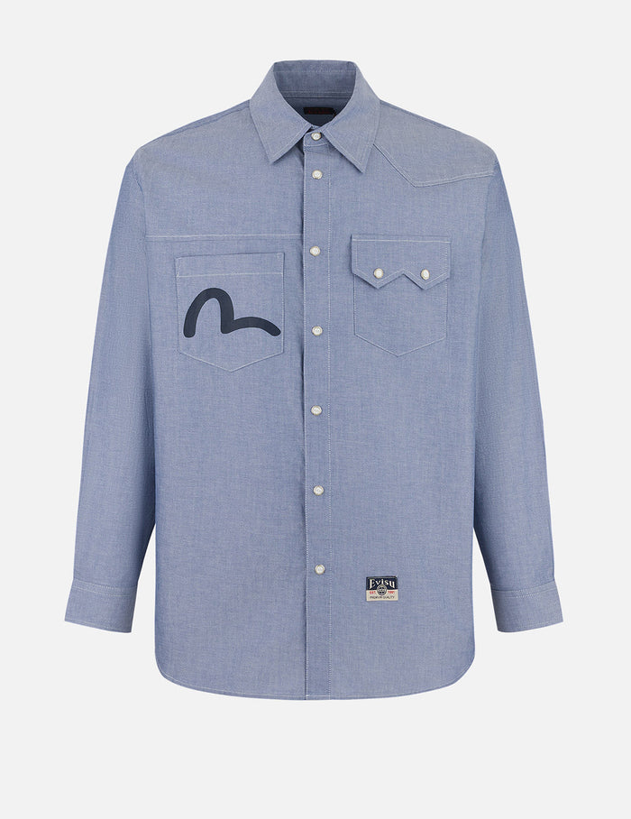 Half Kamon Embroidery and Print Relax Fit Shirt