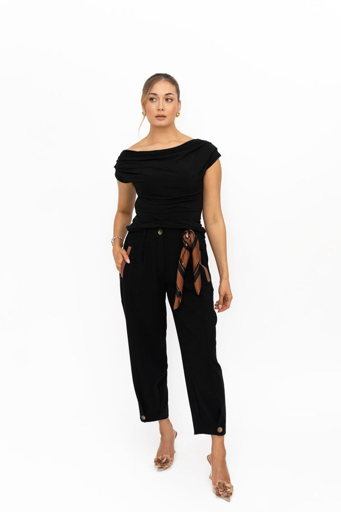 Halo Cowl Neck Top (Black)