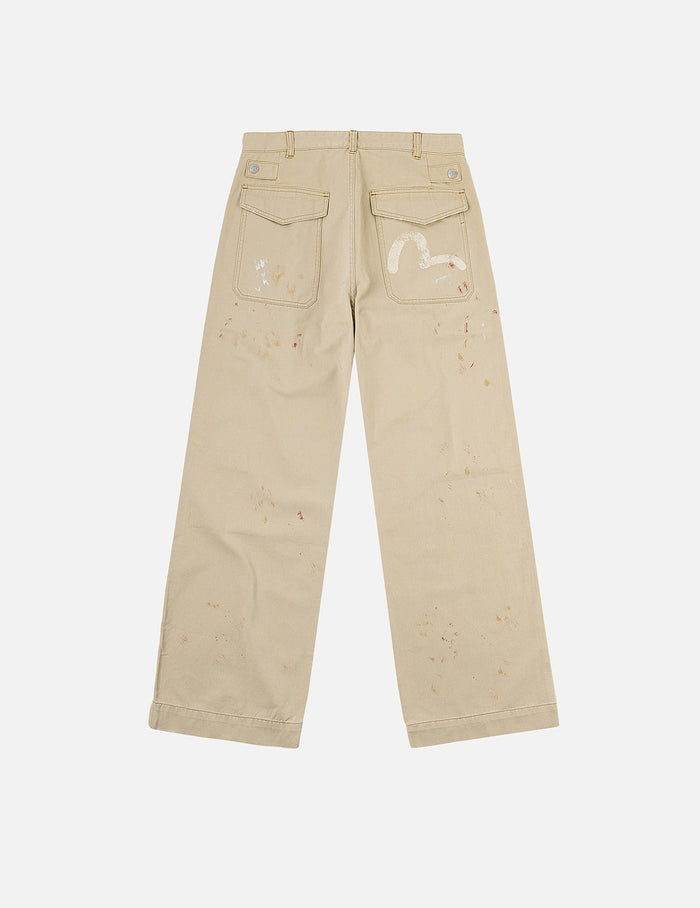 Hand-Painted Seagull and Splash-ink Print Relax Fit Flight Pants