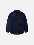 Handbrush Houndstooth Print Relax Fit Denim Shirt