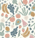 Happy Fruit Dusty Blue - Family Fabrics B.V.