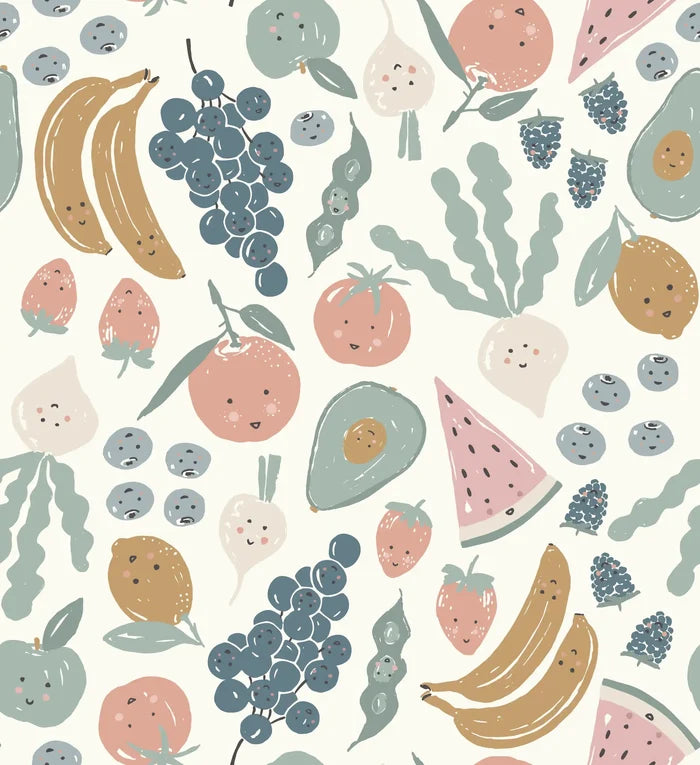 Happy Fruit Dusty Blue - Family Fabrics B.V.