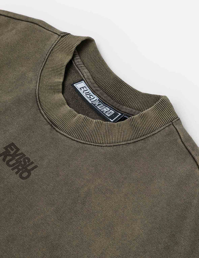 Heavy Washed Loose Fit Short-Sleeve Sweatshirt