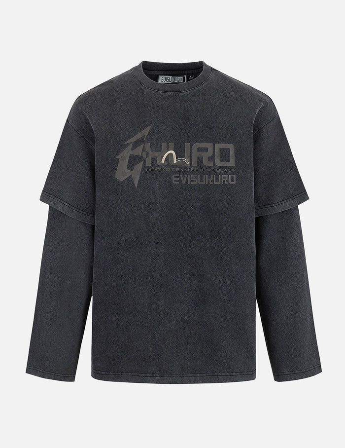 Heavy Washed Regular Fit 2-in-1 Long-Sleeve T-Shirt