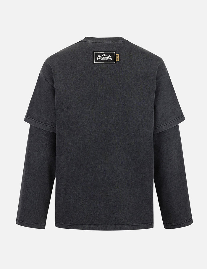 Heavy Washed Regular Fit 2-in-1 Long-Sleeve T-Shirt