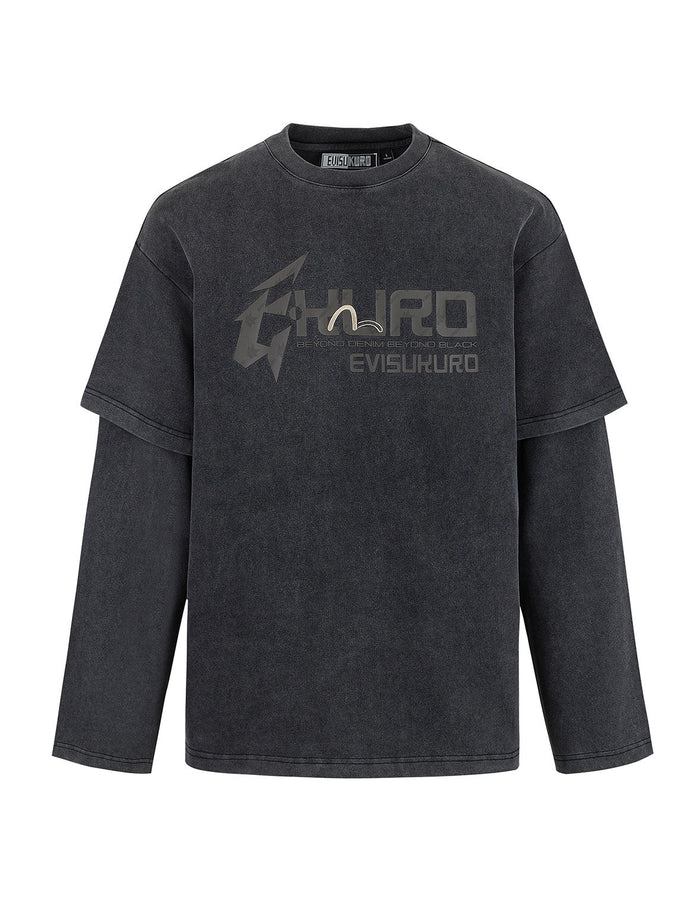 Heavy Washed Regular Fit 2-in-1 Long-Sleeve T-Shirt