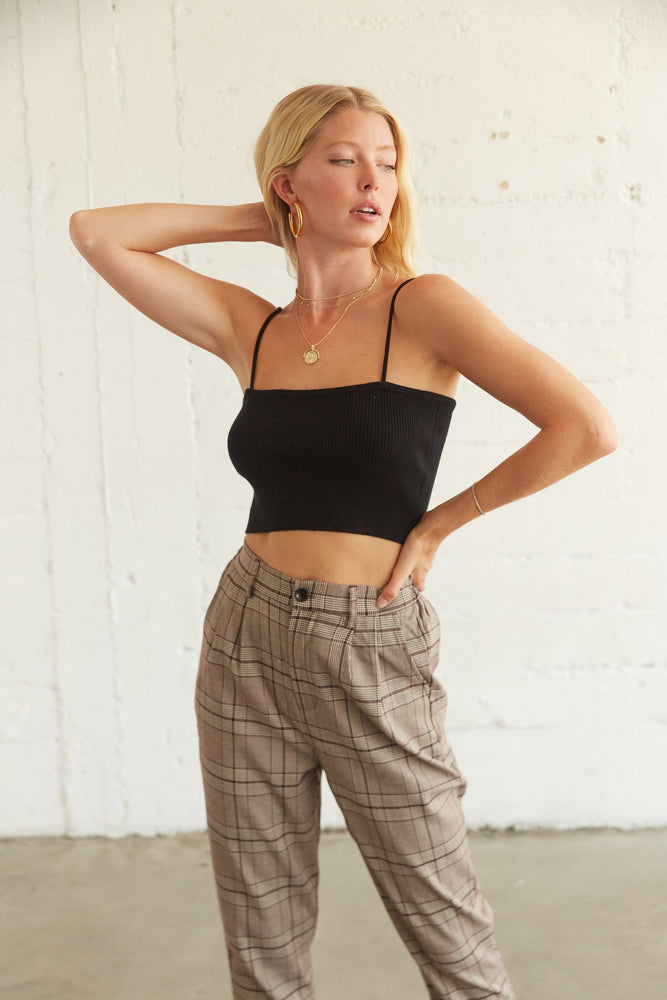 Straight across neckline tank top.