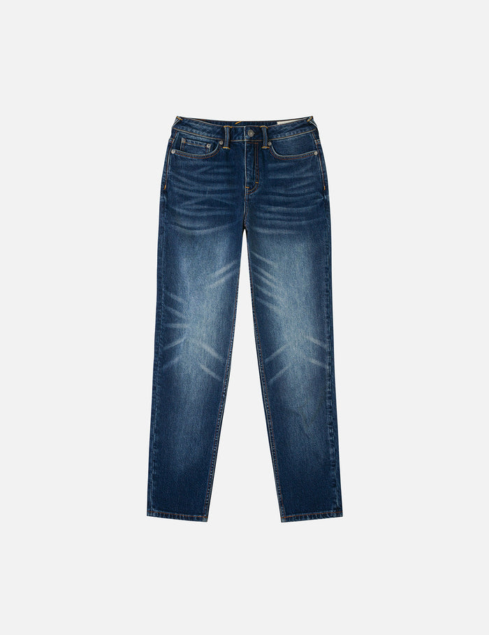 Hollow Fuzzy Cat and Seagull Embroidery Relax Fit Jeans