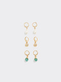 Hoop Earrings with Pendants - 3 Pairs