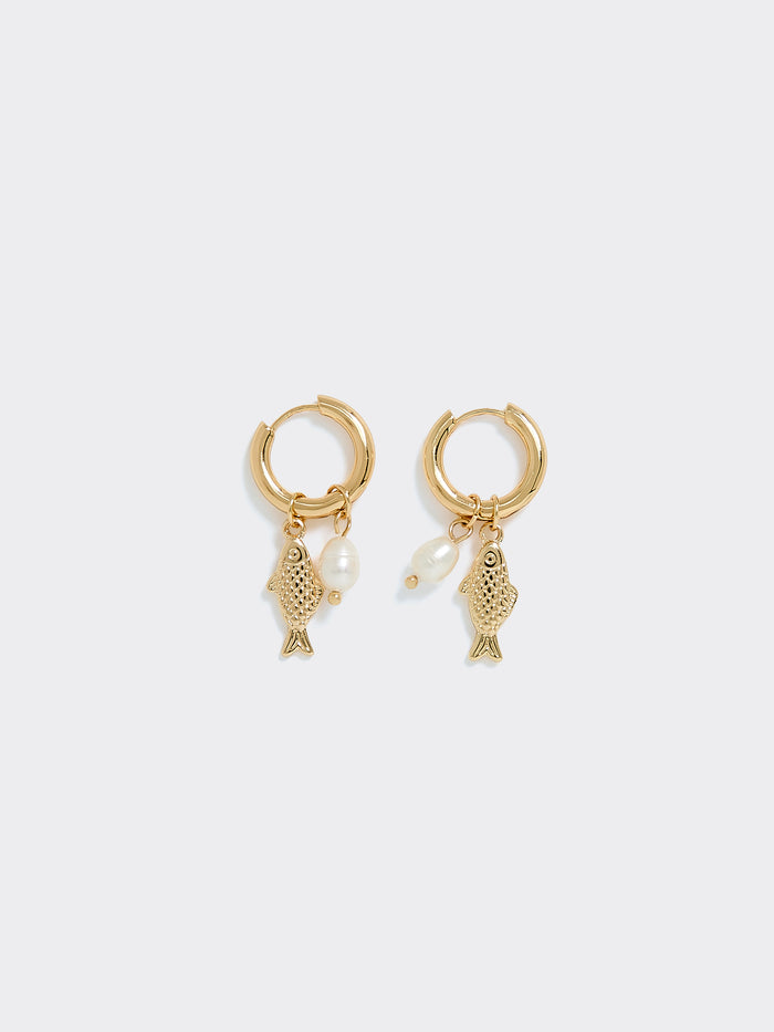 Hoops with Sardine and Freshwater Pearls