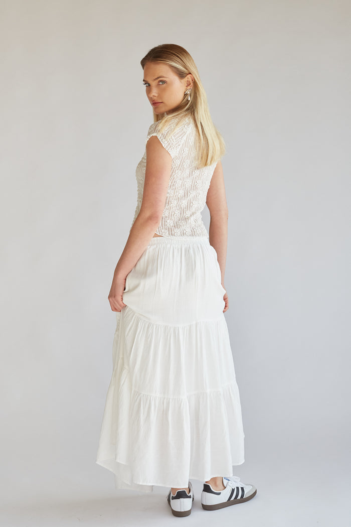 clean white summer maxi skirt | flowy maxi skirt for spring