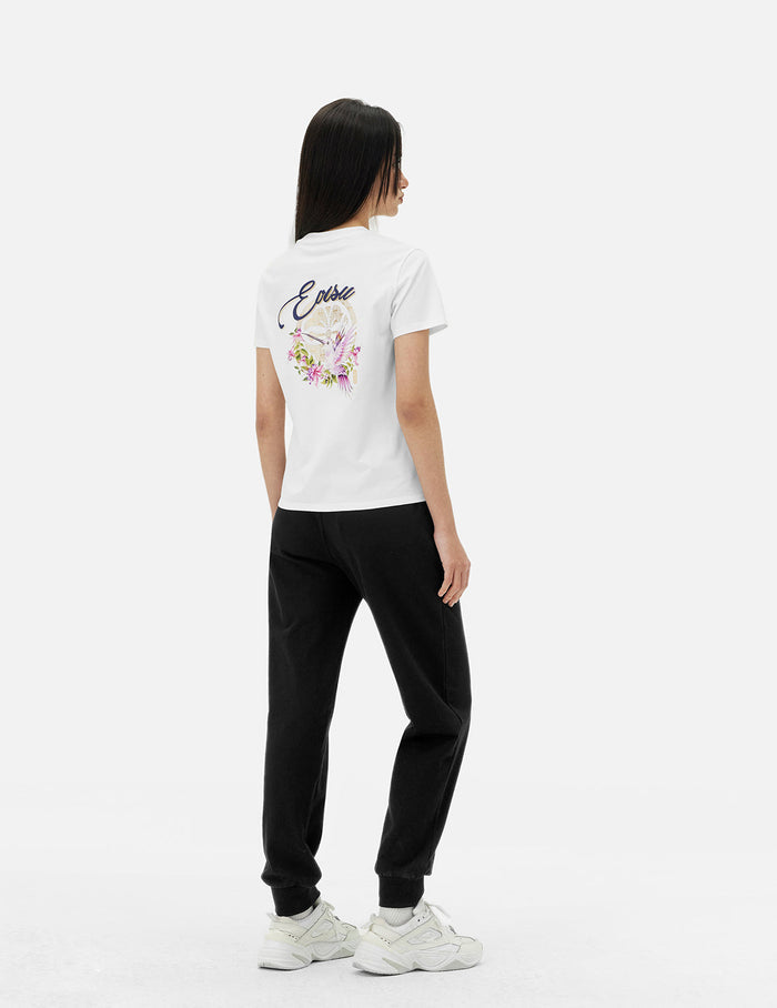 Hummingbird and Magnolia Print Regular Fit Sweatpants