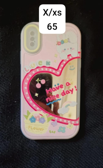 iPhone X XS Pink Heart Mirror Phone Case