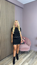 Isla Sequin Mini Skirt (Black/Silver Sequin)