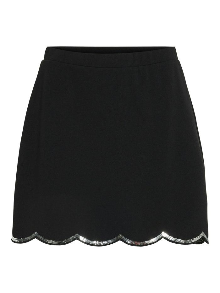 Isla Sequin Mini Skirt (Black/Silver Sequin)