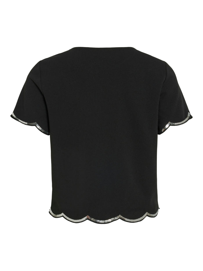 Isla Sequin Top (Black/Silver Sequin)