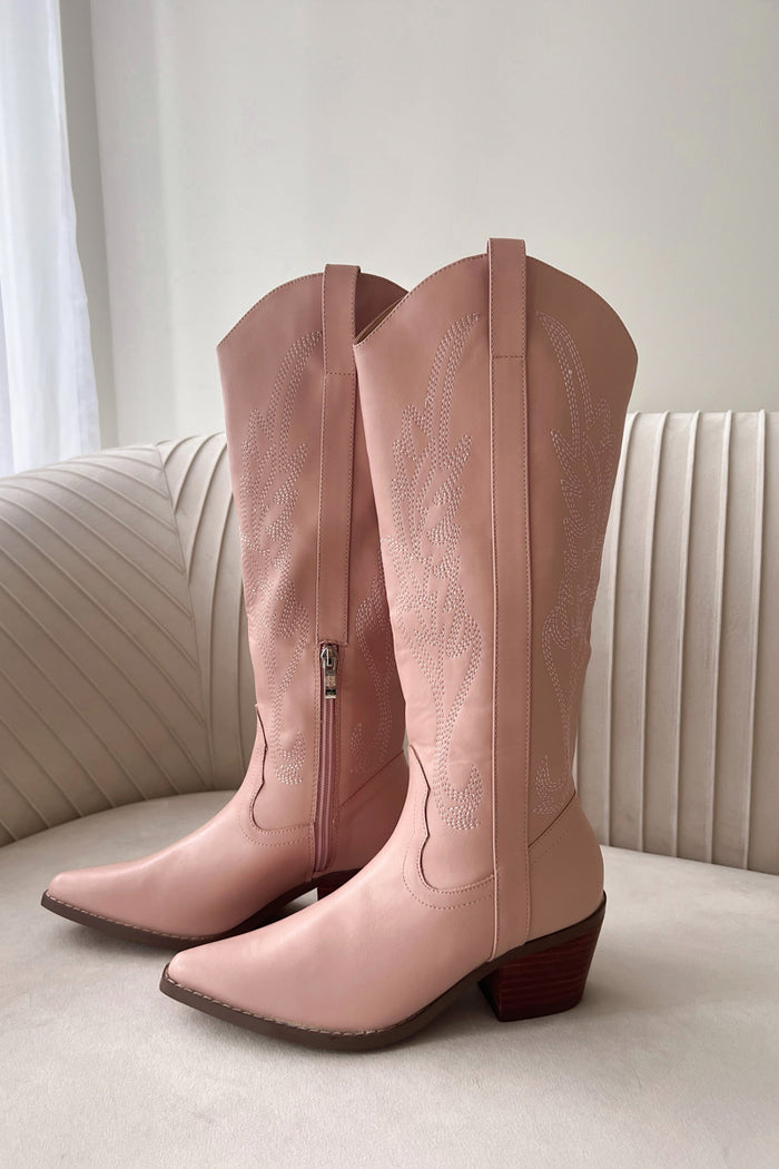 tall pink cowgirl boots - perfect for festivals, country concerts, and more!