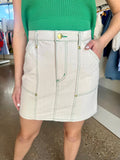 Ivory Denim Cargo Skirt