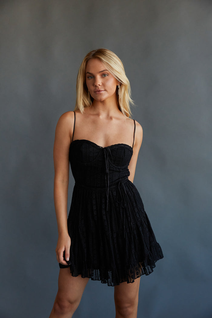 black lace bustier mini dress - lbd - black mini dress | ivy